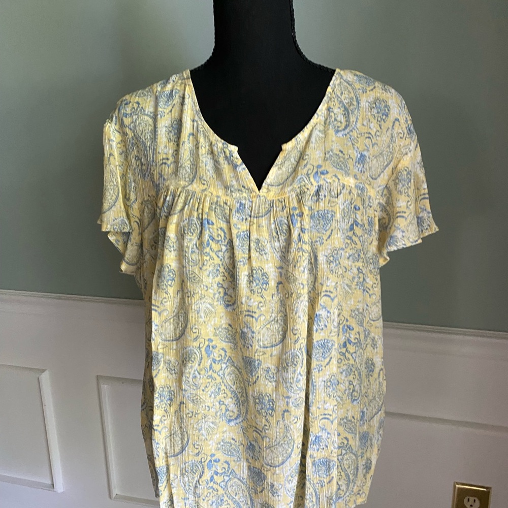 Counterparts Yellow Cream Relaxed Gauzy Blouse